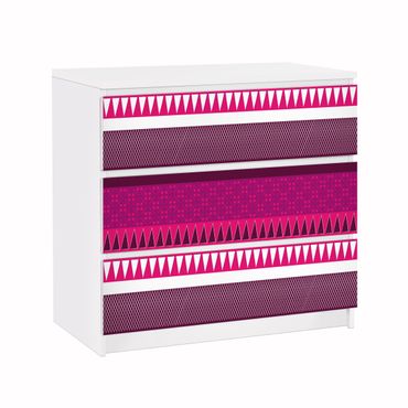 Adhesive film for furniture IKEA - Malm chest of 3x drawers - Pink Ethnomix