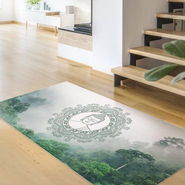 Vinyl Floor Mat - Buddha Mandala In Fog - Landscape Format 2:1