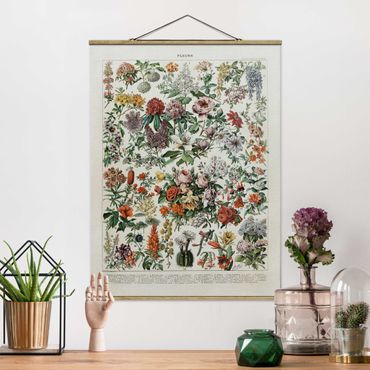Fabric print with poster hangers - Vintage Board Flowers II