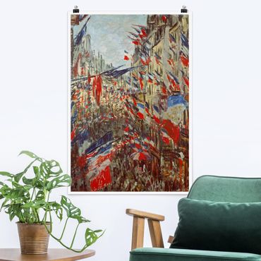 Poster art print - Claude Monet - The Rue Montorgueil with Flags
