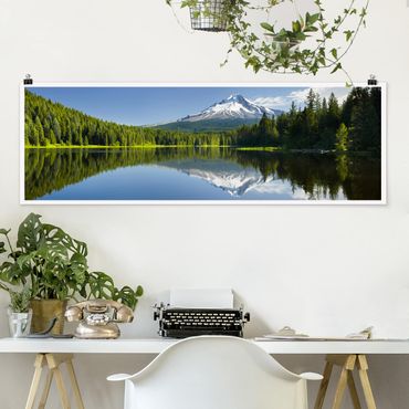Panoramic poster forest - Volcano With Water Reflection
