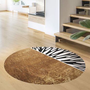 Vinyl Floor Mat round - Abstract Shapes - Golden Circle