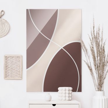 Glass print - Abstract Shapes - Light Pink And Beige - Portrait format