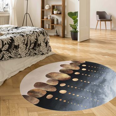 Vinyl Floor Mat round - Abstract Golden Stones