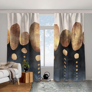 Curtain - Abstract Golden Stones