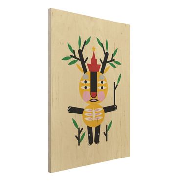 Print on wood - Collage Ethno Monster - Deer