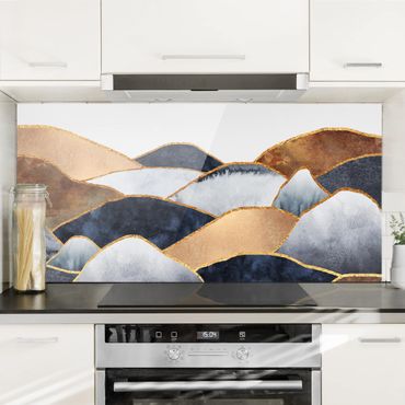 Glass Splashback - Golden Mountains Watercolor - Landscape 1:2