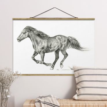 Fabric print with poster hangers - Wild Horse Trial - Mare