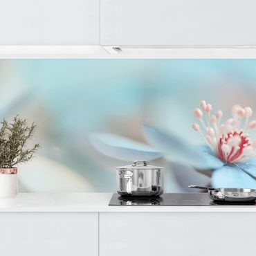 Kitchen wall cladding - Flowers In Light Blue