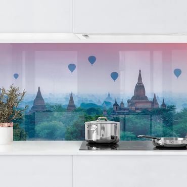 Kitchen wall cladding - Hot-Air Balloon Above Temple Complex