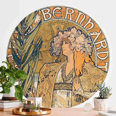 Self-adhesive round wallpaper - Alfons Mucha - Poster For The Play Gismonda