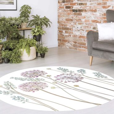 Vinyl Floor Mat round - Allium Illustration