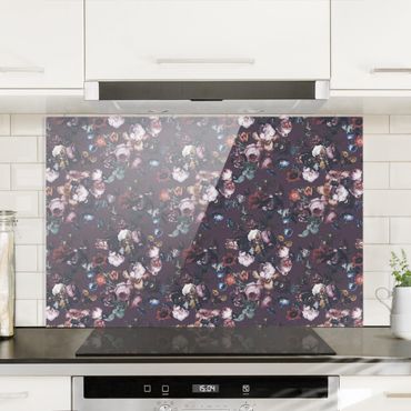 Splashback - Old Masters Flowers With Tulips And Roses On Purple - Landscape format 3:2
