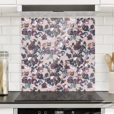 Splashback - Old Masters Flowers With Tulips And Roses On Pink - Square 1:1