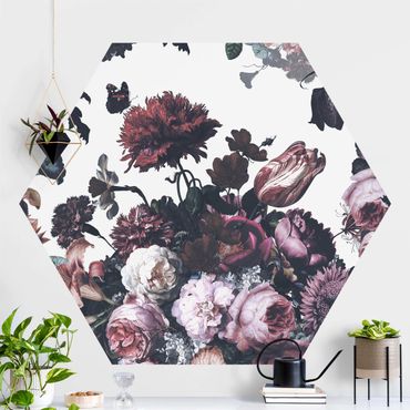 Self-adhesive hexagonal pattern wallpaper - Old Masters Flower Rush With Roses Bouquet