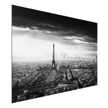 Print on aluminium - The Eiffel Tower From Above Black And White