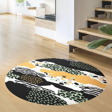 Vinyl Floor Mat round - Animal Print Zebra Tiger Leopard Africa