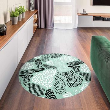 Vinyl Floor Mat round - Animal Print Zebra Tiger Leopard South America