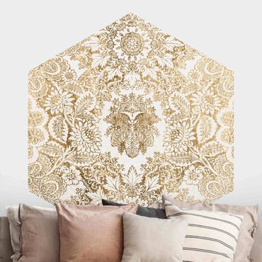 Self-adhesive hexagonal pattern wallpaper - Antique Baroque Wallpaper In Gold