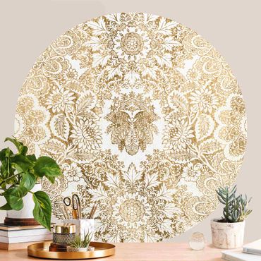 Self-adhesive round wallpaper - Antique Baroque Wallpaper In Gold