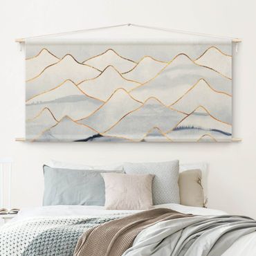 Tapestry - Watercolour Mountains White Gold