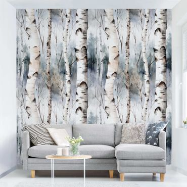 Wallpaper - Watercolour Birch Forest In Winter