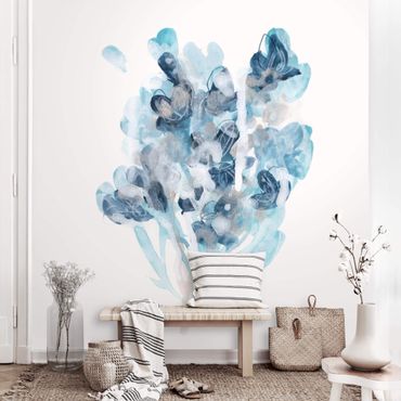 Wallpaper - Watercolour Bouquet With Blue Shades