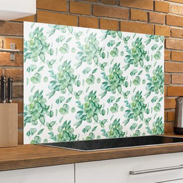 Splashback - Watercolour Eucalyptus Bouquet Pattern - Landscape format 3:2