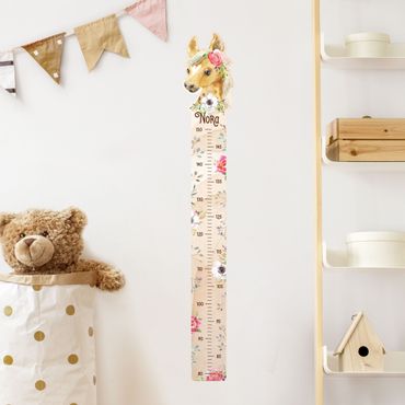 Wall sticker height chart for kids - Watercolour horse with custom name