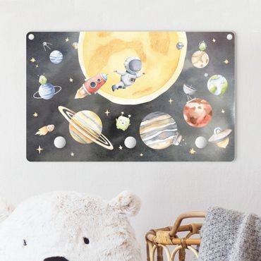 Coat rack for children - Watercolour Our Planetary System