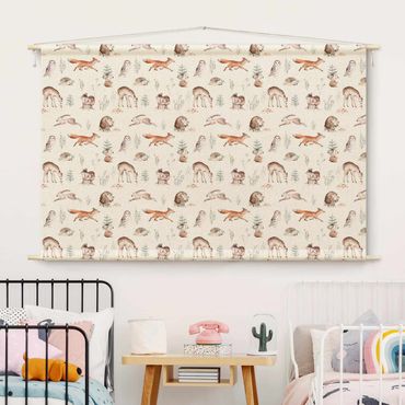 Tapestry - Watercolour Forest Animal Friends Patterns