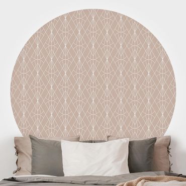 Self-adhesive round wallpaper - Art Deco Diamond Pattern In Front Of Beige XXL