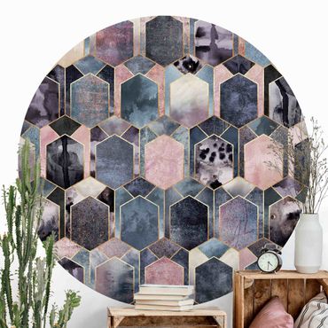 Self-adhesive round wallpaper - Art Deco Marble Gold