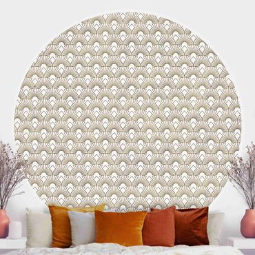 Self-adhesive round wallpaper - Art Deco Bright Arches Line Pattern XXL