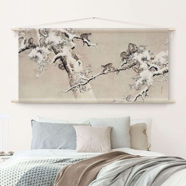 Tapestry - Asian Drawing - Monkeys In The Snow