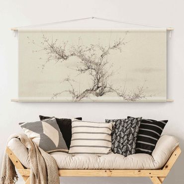 Tapestry - Asian Drawing - Branch With Blossoms