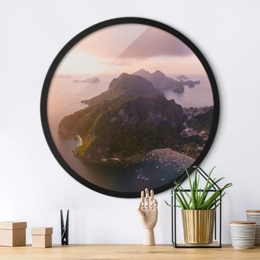 Circular framed print - Atmospheric Coast Landscape
