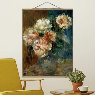 Fabric print with poster hangers - Auguste Renoir - Vase of Peonies