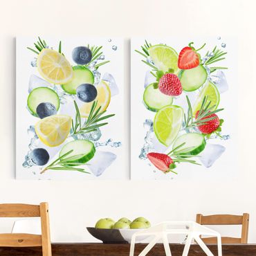 Print on canvas - Berries And Citrus Ice Spash