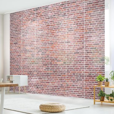 Sliding panel curtains set - Brick Wall Red