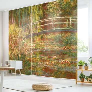 Sliding panel curtains set - Claude Monet - Waterlily Pond And Japanese Bridge (Harmony In Pink)