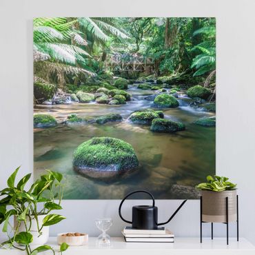 Print on canvas - Creek In Jungle