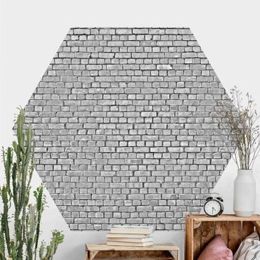 Self-adhesive hexagonal wall mural - Brick Wallpaper Black And White