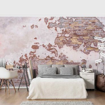 Wallpaper - Brick Wall Rustic Shabby Plaster