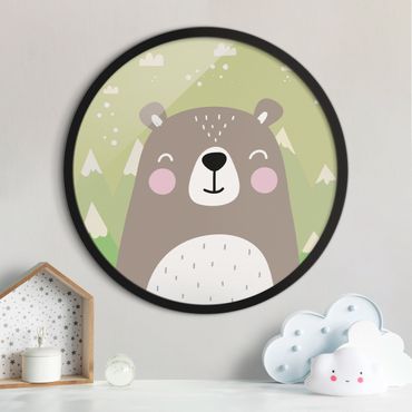 Circular framed print - Cute Bears