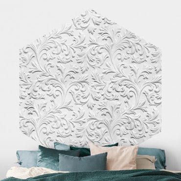 Self-adhesive hexagonal pattern wallpaper - Baroque Pattern Plaster Optics