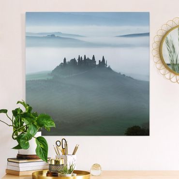 Print on canvas - Farmhouse In Fog