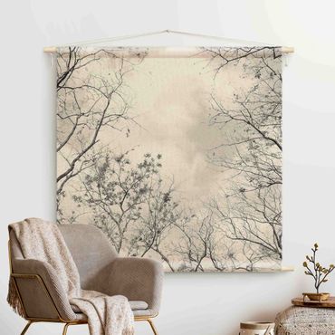 Tapestry - Treetops In The Sky In Warm Grey