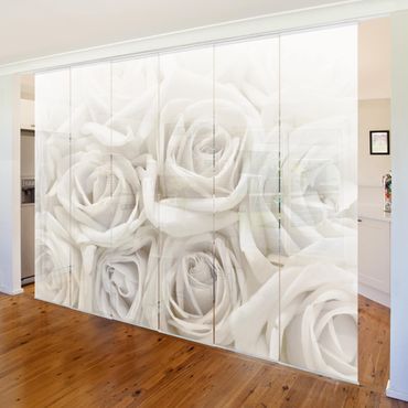 Sliding panel curtains set - White Roses