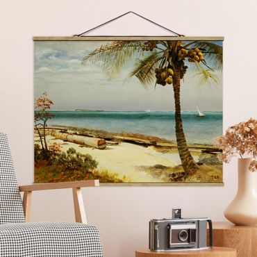 Fabric print with poster hangers - Albert Bierstadt - Tropical Coast